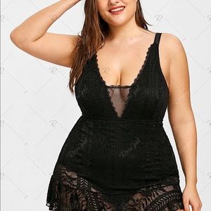ROSEGAL (plus) Lace One Piece Swimsuit - black 2X